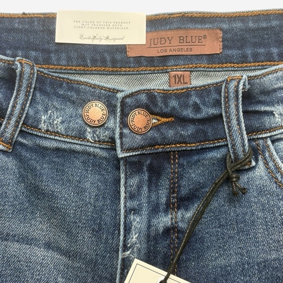 Judy Blue 2-Button Dad Shorts Size XL Distressed Medium Wash Stretch 152103 - Picture 9 of 12